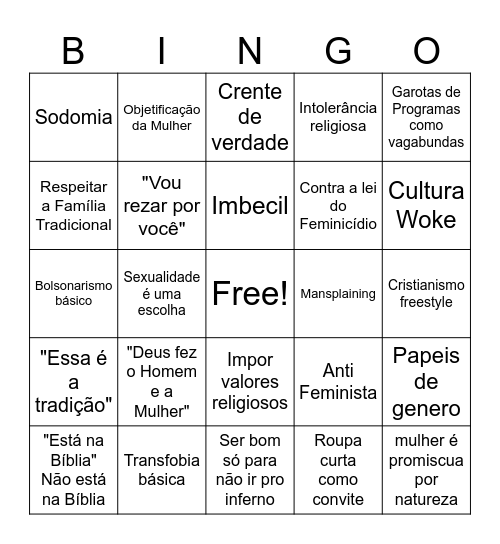 Bingo de Crentes Bingo Card