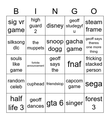 onl 2026 Bingo Card
