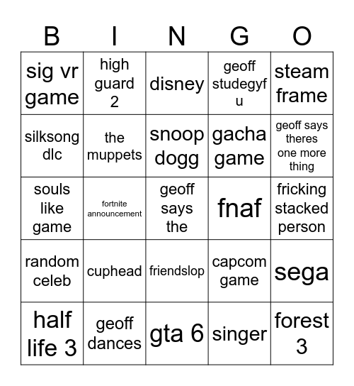 onl 2026 Bingo Card