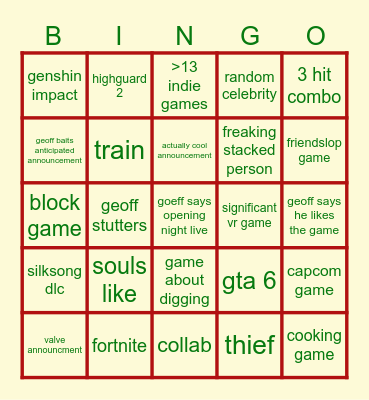 onl 2026 Bingo Card