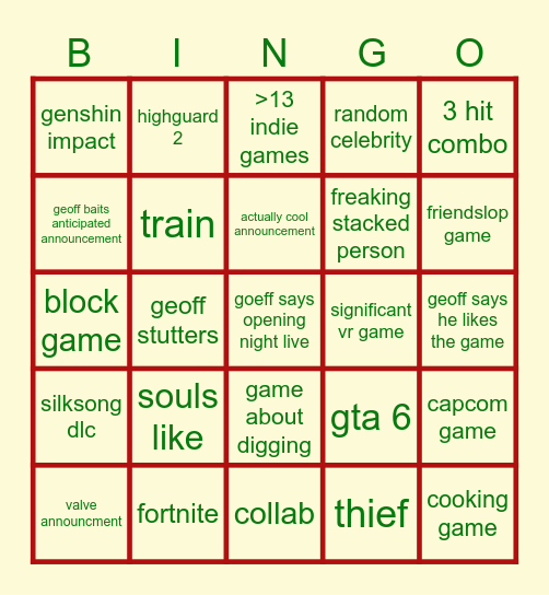 onl 2026 Bingo Card