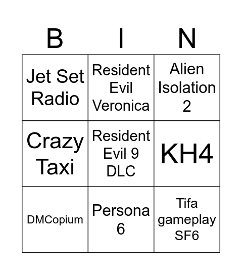 ONL Bingo Card