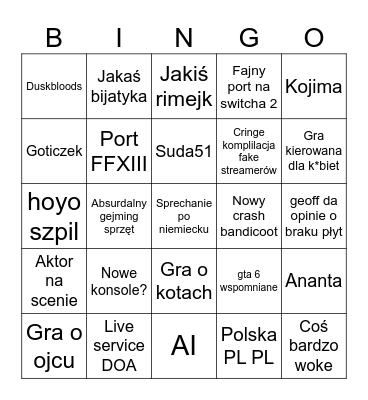 Gamescom 26 Bingo Card