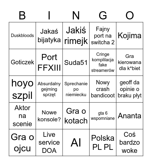 Gamescom 26 Bingo Card