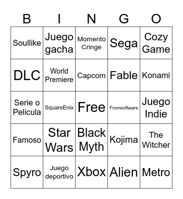 Gamescom Bingo Card