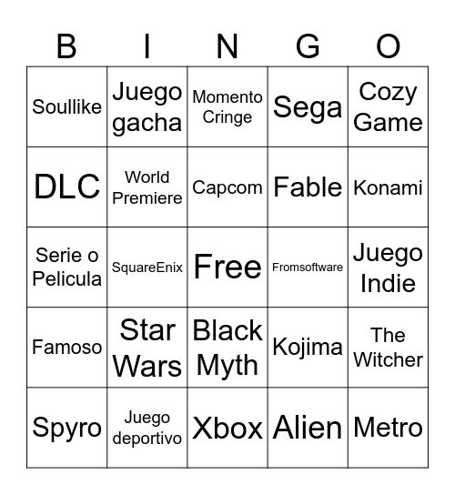 Gamescom Bingo Card