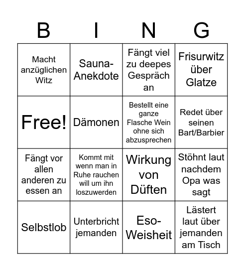 Ralle Bingo Card