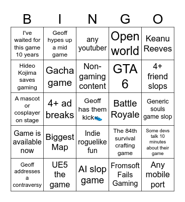 Gamescom 2026 Bingo Card