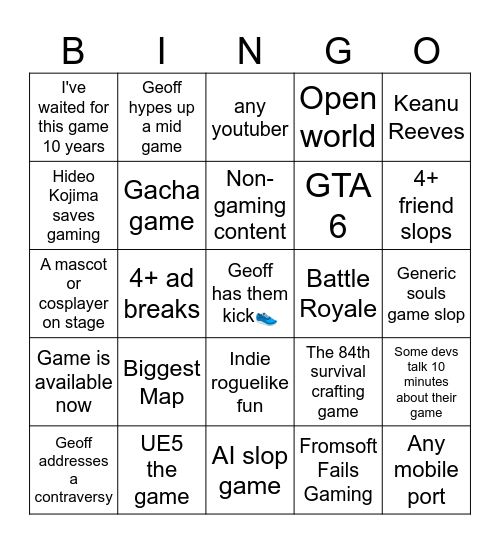 Gamescom 2026 Bingo Card