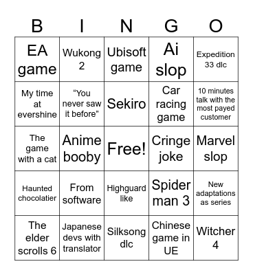 Gamescom 2026 Bingo Card