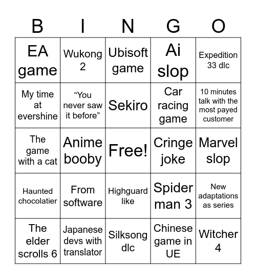 Gamescom 2026 Bingo Card