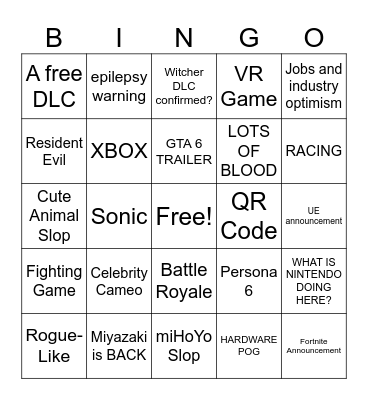GAMESCON BINGO Card
