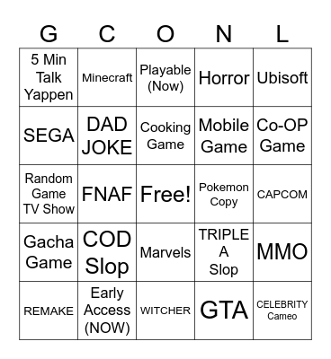 Gamescom ONL 2026 Bingo Card