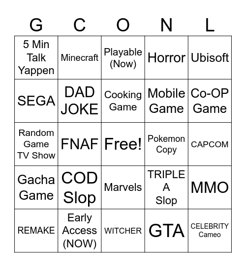 Gamescom ONL 2026 Bingo Card