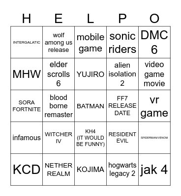 Gamescom Bingo Card