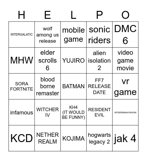 Gamescom Bingo Card