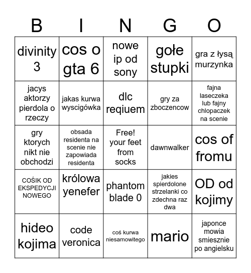 gamescom 2026 Bingo Card