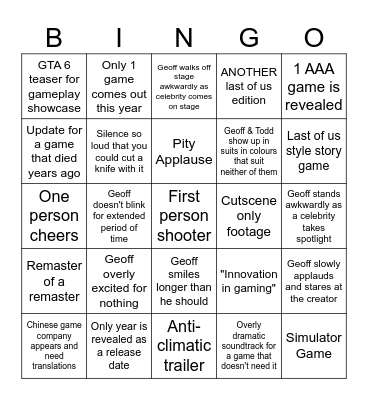Sin Juegos Bingo Card