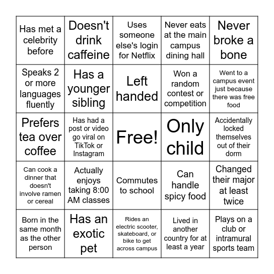 KASA KOMEBACK Bingo Card