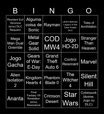 Bingo Gamescom 2026 Bingo Card