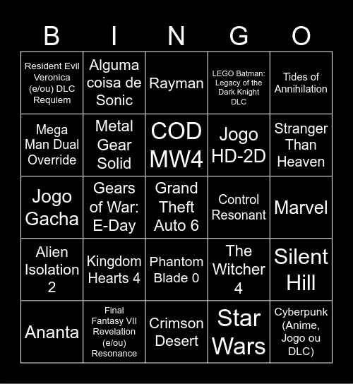 Bingo Gamescom 2026 Bingo Card