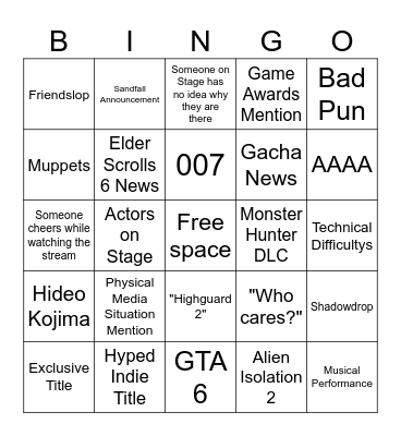 Gamescom 2026 Bingo Card