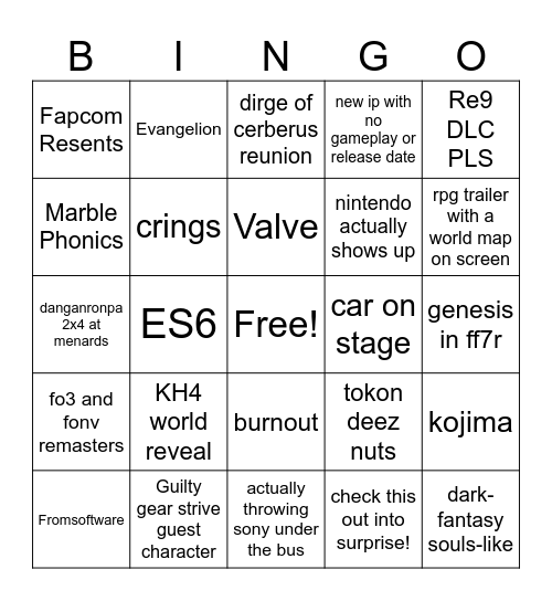 The divorce of keighley and kojima Bingo Card