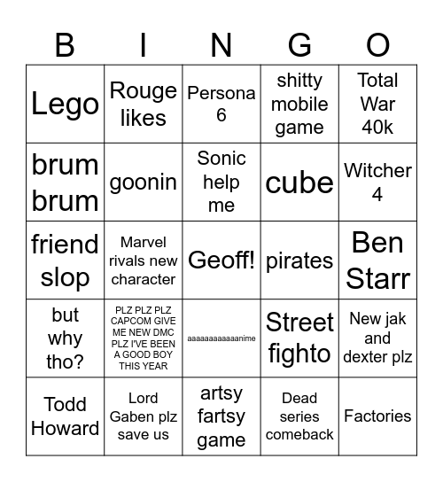 gamescom Bingo Card