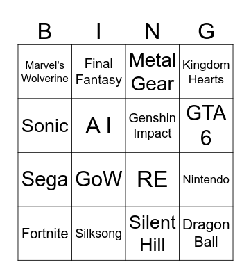Gamescom 2026 Bingo Card