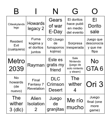 Gamescom Bingo Card