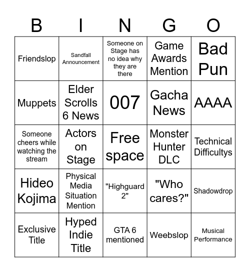 Gamescom 2026 Bingo Card