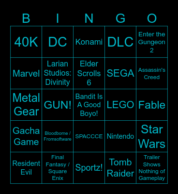 Gamescom 2026 Bingo Card