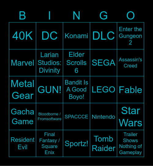 Gamescom 2026 Bingo Card