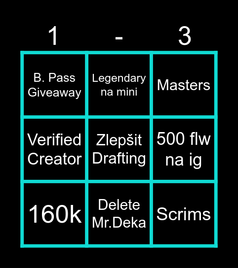 Brawl Stars Prázdniny 2026 Bingo Card