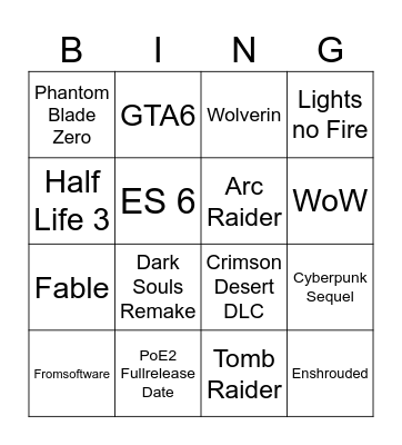 Gamescom 2026 Bingo Card