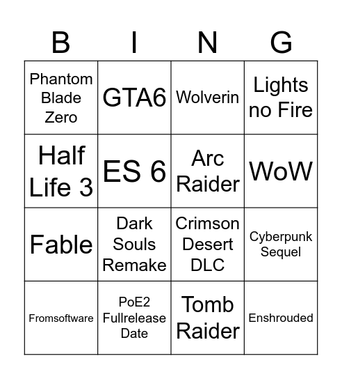 Gamescom 2026 Bingo Card