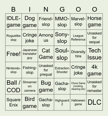 Game Thing Bingo Card