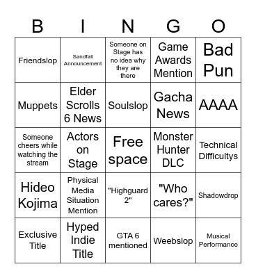 Gamescom 2026 Bingo Card