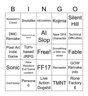 Gamescom Bingo Card