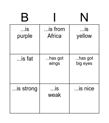 Find a Plush toy which.... Bingo Card