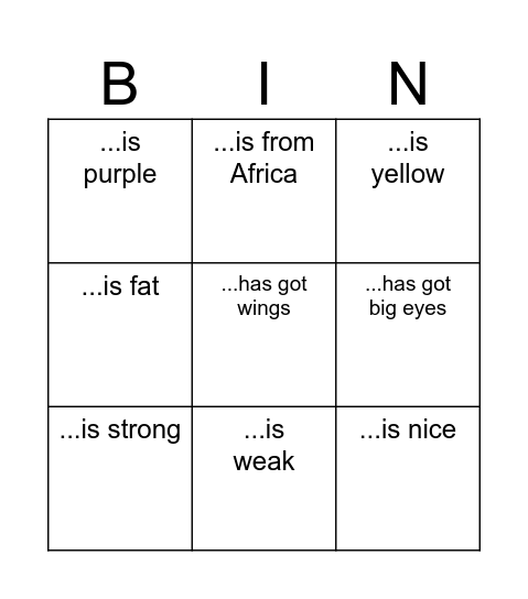 Find a Plush toy which.... Bingo Card