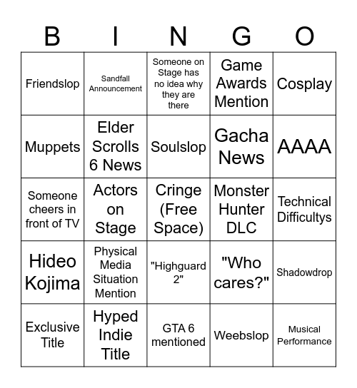 Gamescom 2026 Bingo Card