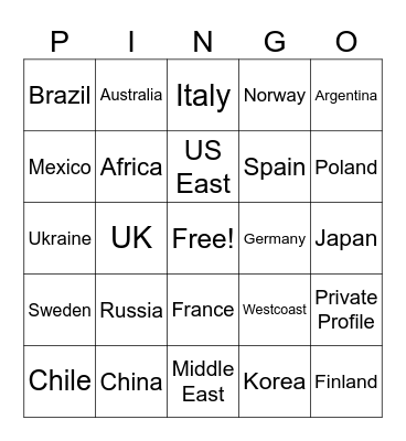 Pingo Bingo Card