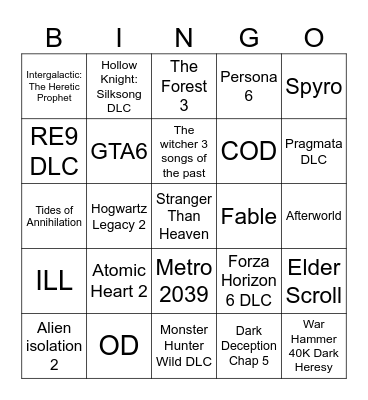 Gamescom 2026 Bingo Card
