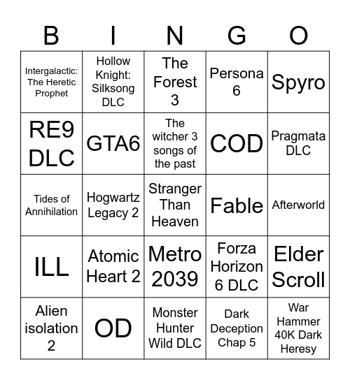 Gamescom 2026 Bingo Card