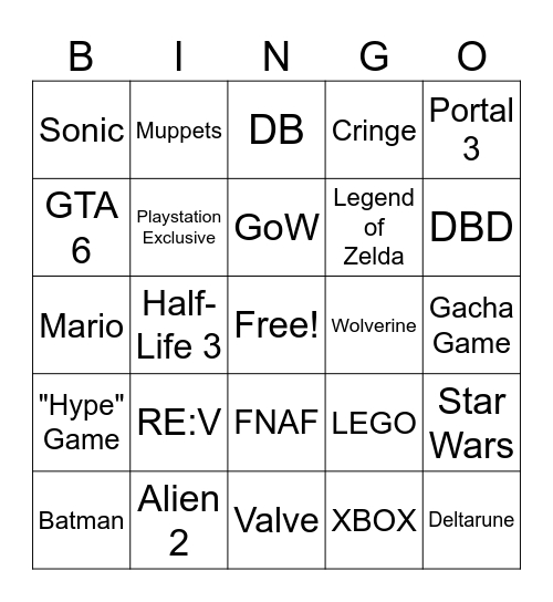 Gamescom Bingo Card