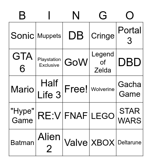 Gamescom Bingo Card