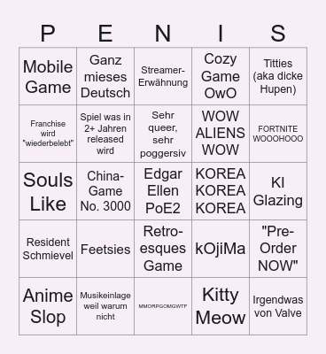 Gamescom 2026 Bingo Card