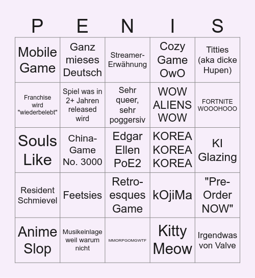 Gamescom 2026 Bingo Card