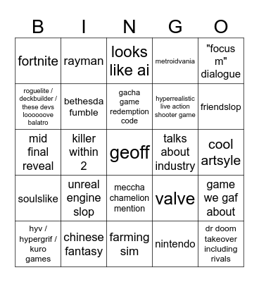 really late gamescom onl Bingo Card